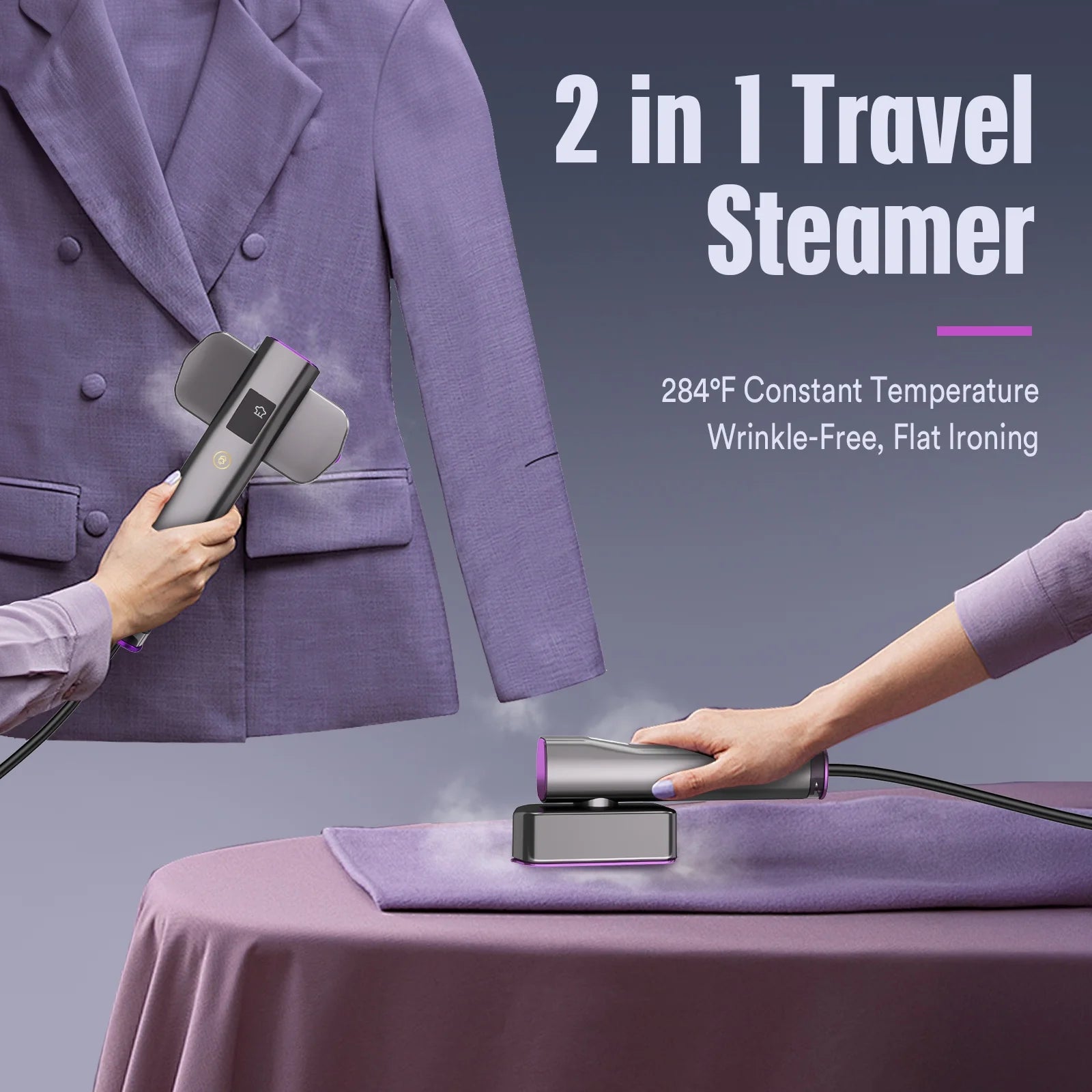 Ultimate 2-in-1 Portable Travel Steamer & Iron with 3 Adjustable Steam Levels for Effortless Garment Care