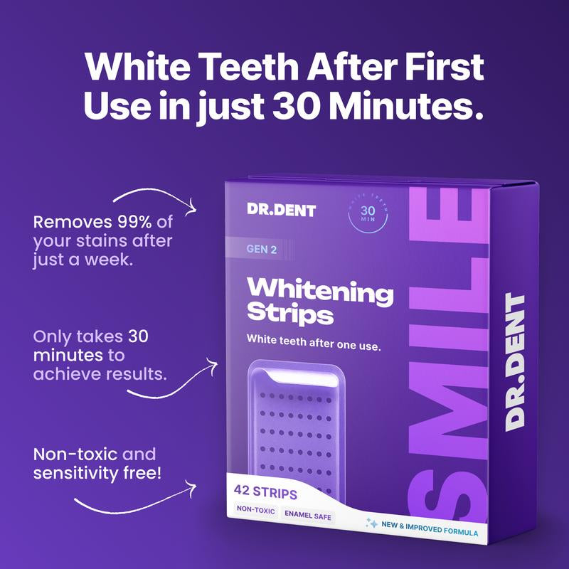 Elevate Your Smile with DRDENT Purple Teeth Whitening Strips - 7/21 Sessions for a Radiant, Enamel-Safe Shine - Perfect for Sensitive Teeth!