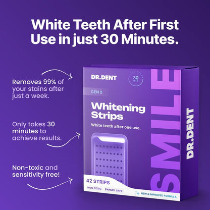 Elevate Your Smile with DRDENT Purple Teeth Whitening Strips - 7/21 Sessions for a Radiant, Enamel-Safe Shine - Perfect for Sensitive Teeth!