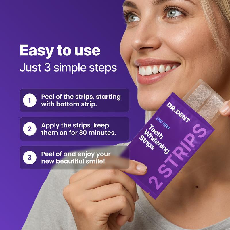 Elevate Your Smile with DRDENT Purple Teeth Whitening Strips - 7/21 Sessions for a Radiant, Enamel-Safe Shine - Perfect for Sensitive Teeth!