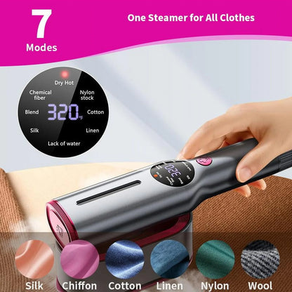 Dr.Flash Garment Steamer for Clothes, Portable Travel Clothing Steamer Iron, 7 Mode with LCD Display, 5S Fast Heating, 90° Swivel Handle, New Year Gift